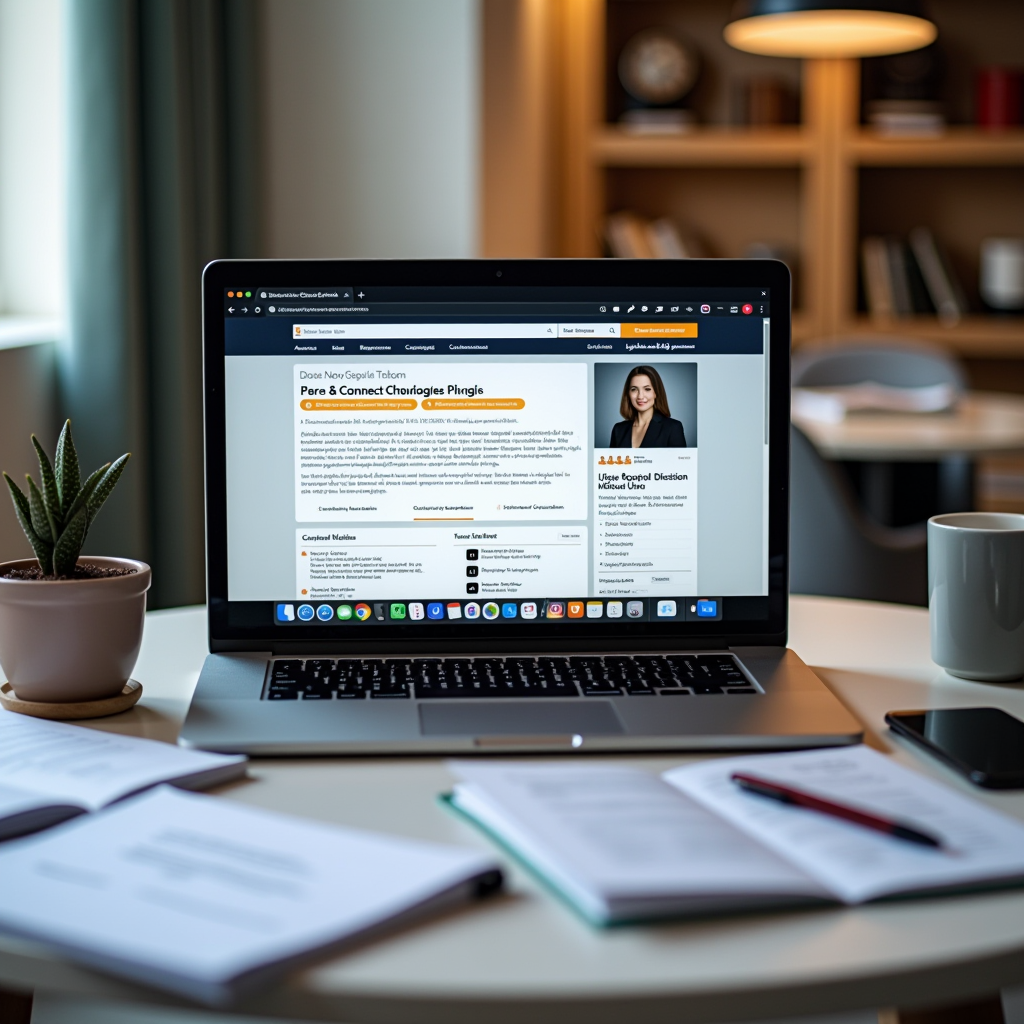 Professional workspace in Dubai with laptop displaying job search websites, CV documents, and notes about UAE employment requirements and visa sponsorship information